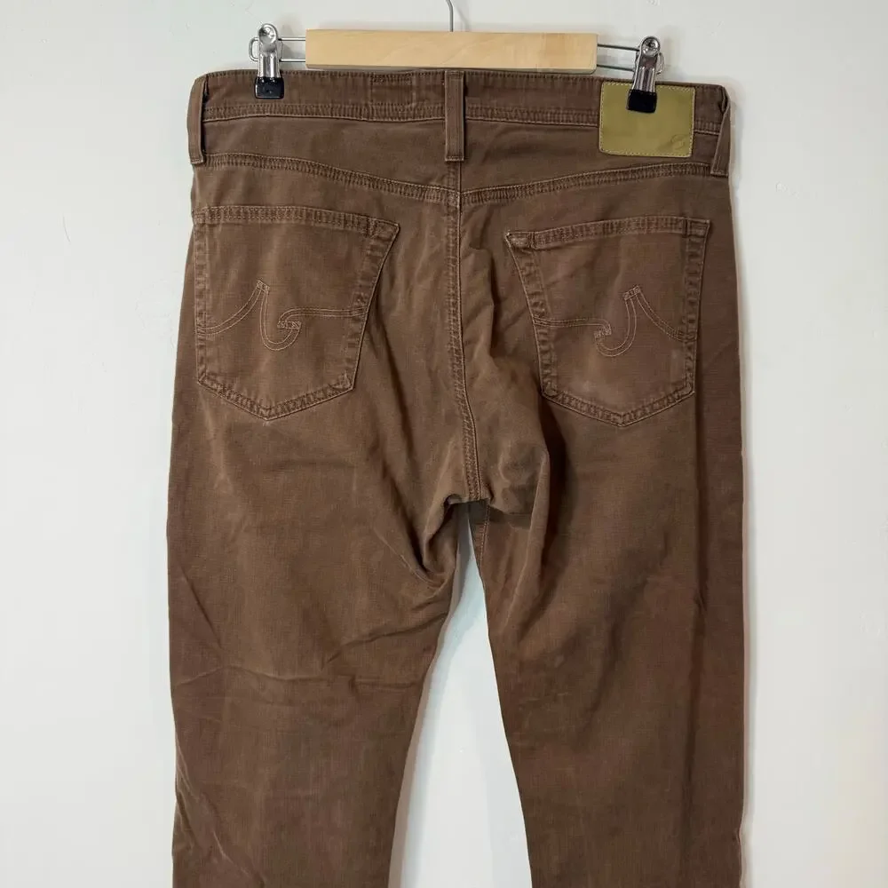 AG Adriano Goldshmied Men's The Everett Slim‎ Straight Pant Chino Brown 33 x 34